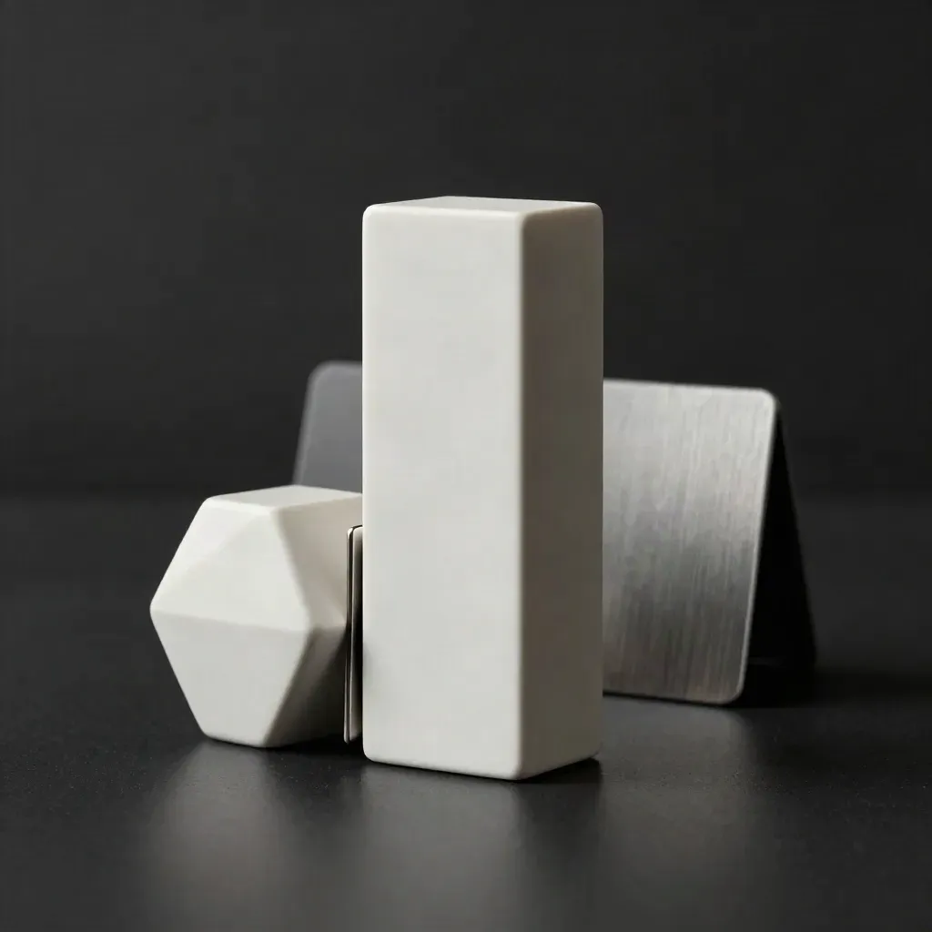 White logo kit pieces align on a black surface under dramatic studio light.